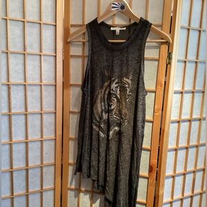 NWOT Express One Eleven Tiger Sleeveless Asymmetrical Top Women's Size Medium